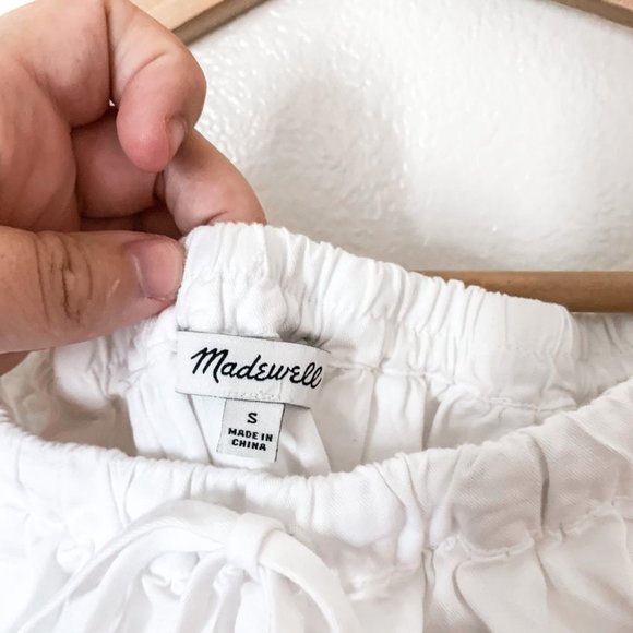 Madewell White Balcony Eyelet Ruffle Cold Shoulder Blouse - Picture 5 of 7